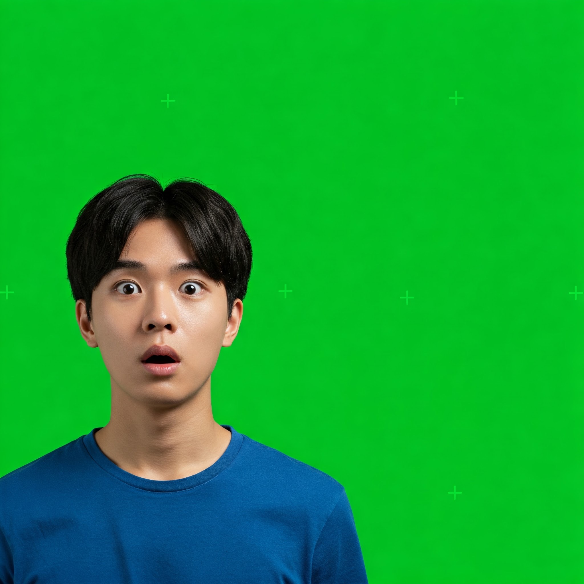 photo of Surprised Young Man with Wide Eyes on Green Screen